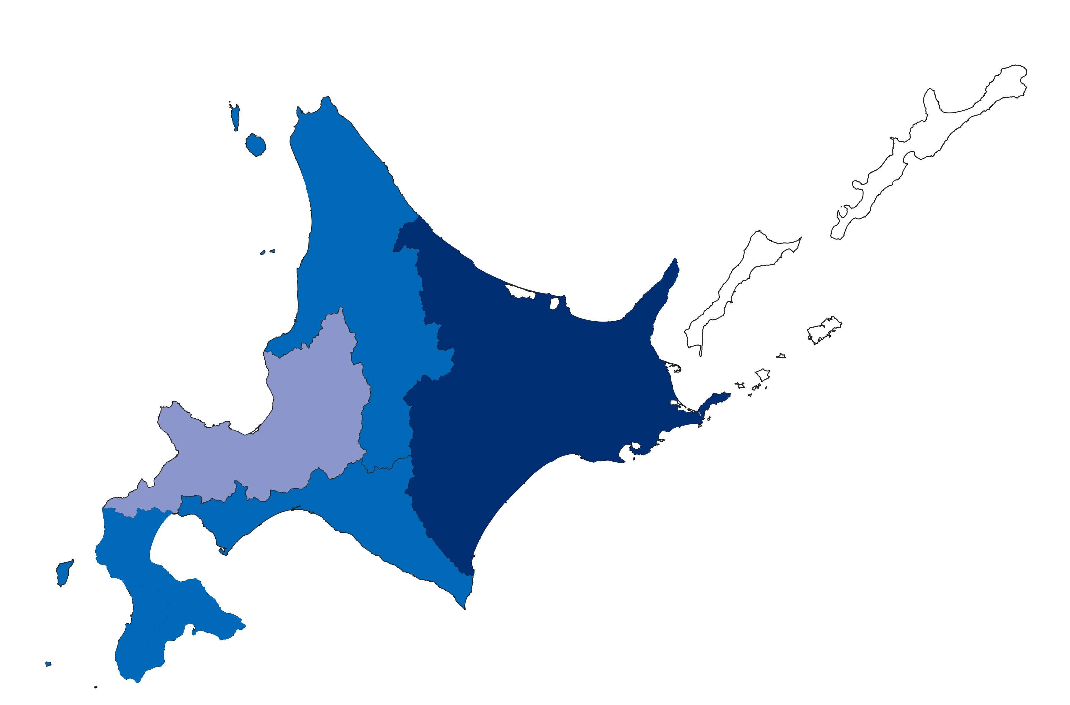 7月に震度１以上の揺れを観測した北海道の地域の階級区分図